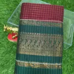 Maroon Broad Border Peacock Kalyani Cotton Check Saree