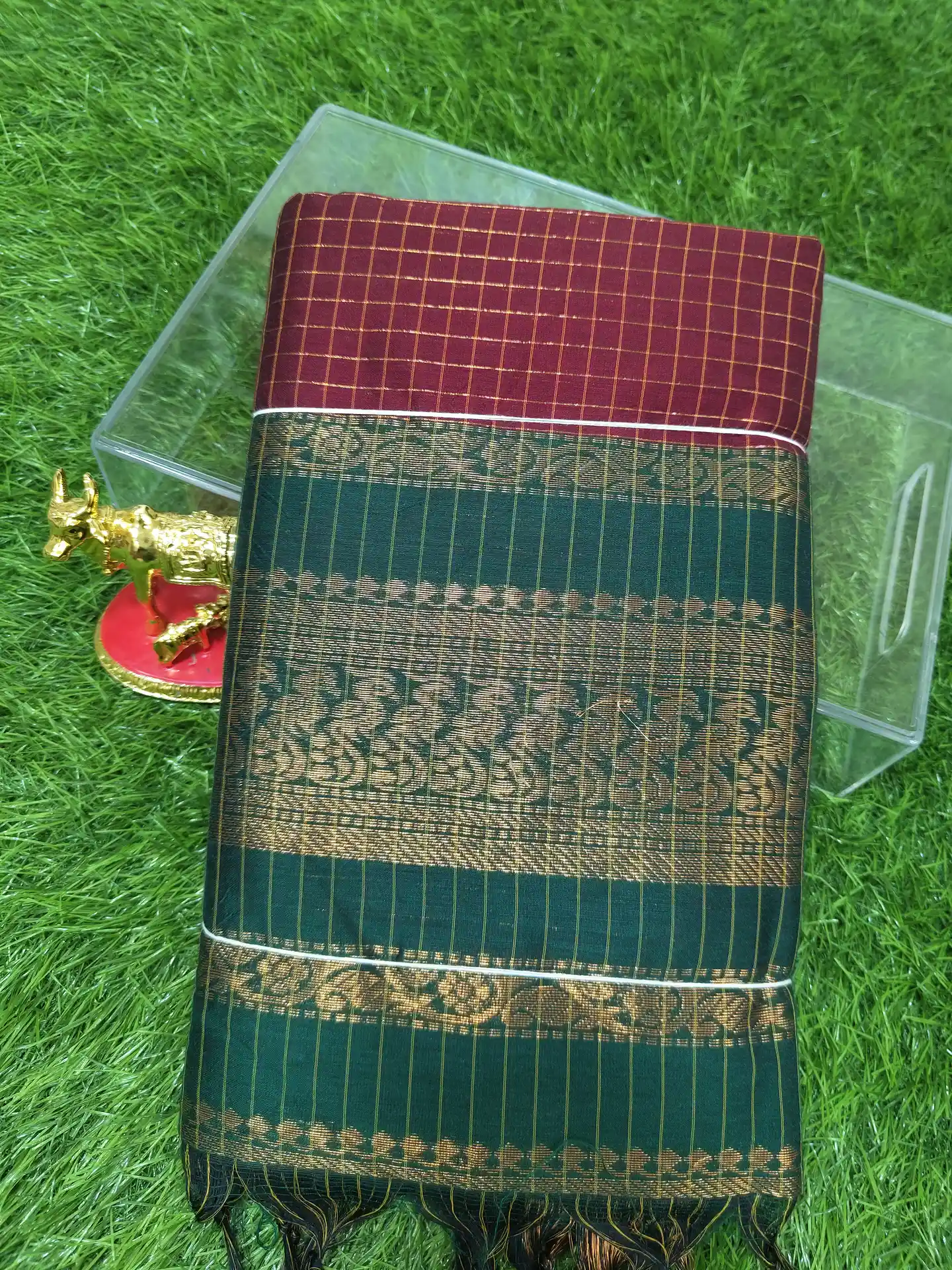 Maroon Broad Border Kalyani Cotton
