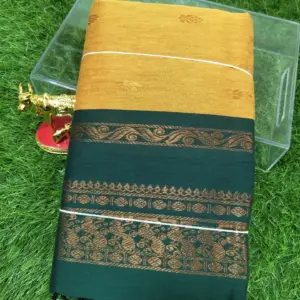 Mustard Broad Border Kalyani Cotton