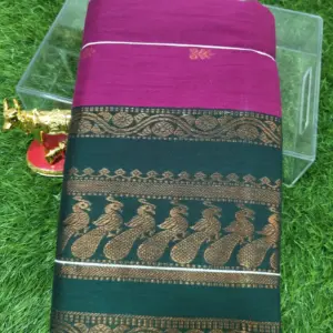 Magenta Broad Border Kalyani Cotton
